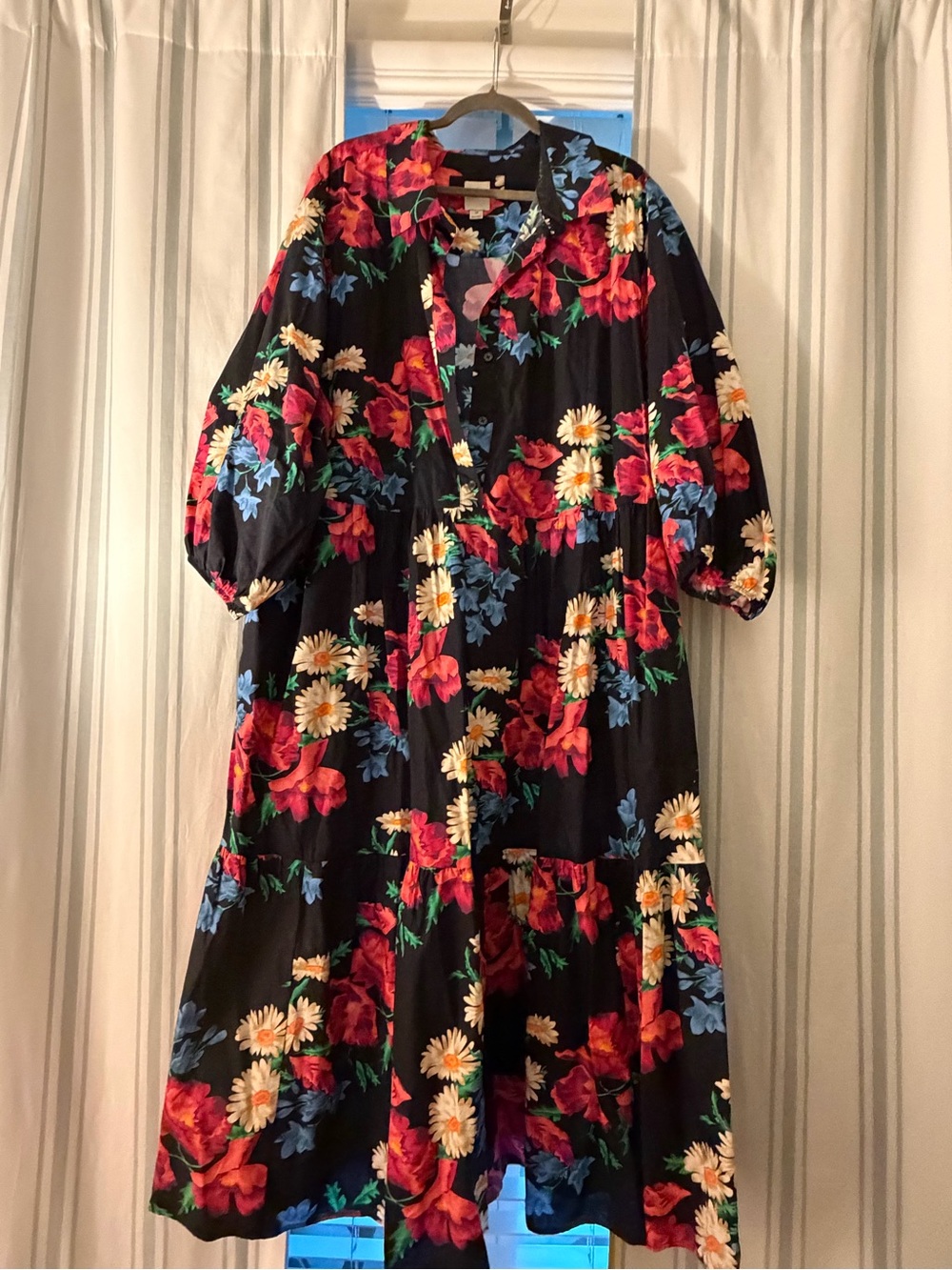 Anthropologie Black Maxi Dress with Multicolor Floral Print